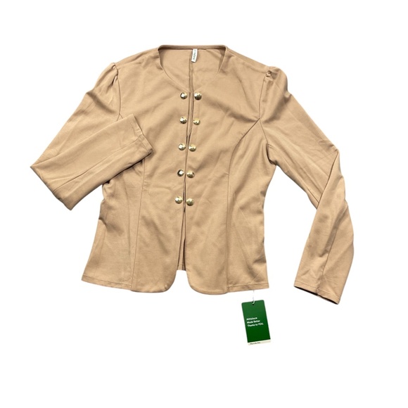 Halara NEW w/Tags Large Tan Open Front Ladies Jacket Gold Buttons Play It My Wa - Picture 1 of 6